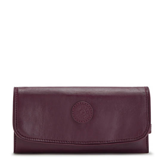 Kipling Money Land Metallic Snap Wallets Burgundy Lacquer | AU 1786YX